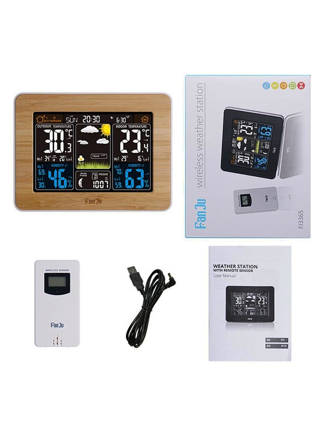 Beauenty Temperature Humidity Sensor Digital Alarm Clock Brown 17.5 x 8cm - Image 1