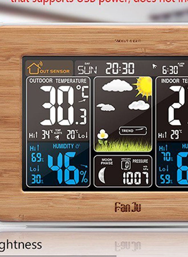 Beauenty Temperature Humidity Sensor Digital Alarm Clock Brown 17.5 x 8cm - Image 5