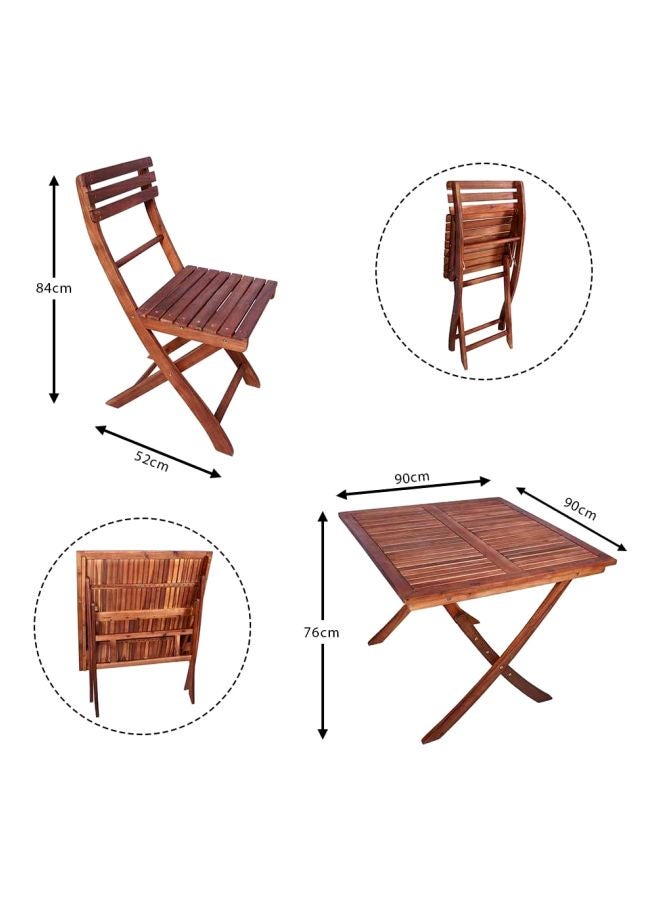 ياتاي - طقم طاولة سفرة للحديقة من خشب الأكاسيا، من 5 قطع بني Table Size:76x90cm,Chair Size: 84x52x47cmسم - Image 1