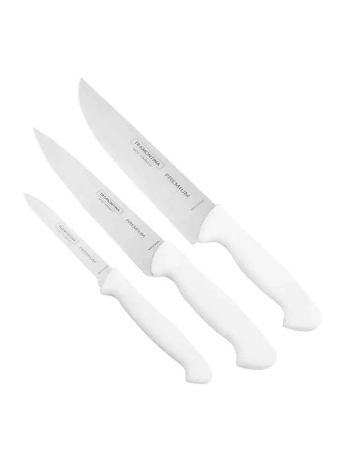 TRAMONTINA 3-Piece Premium Knife Set Silver/White  - Image 2