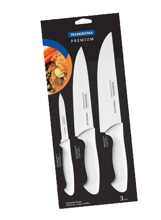 TRAMONTINA 3-Piece Premium Knife Set Silver/White  - Image 3