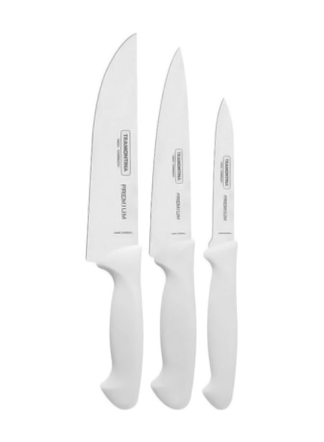 TRAMONTINA 3-Piece Premium Knife Set Silver/White  - Image 1