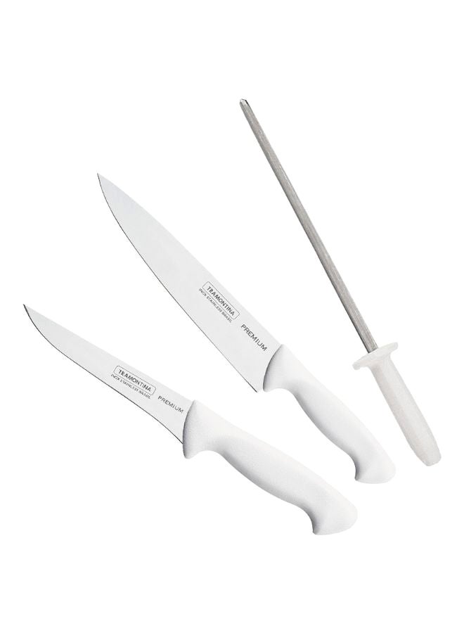 TRAMONTINA 3-Piece Premium Knife Set Silver/White  - Image 2