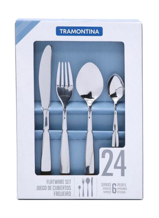 TRAMONTINA 24-Piece Stainless Steel Flatware Set Silver - Image 1