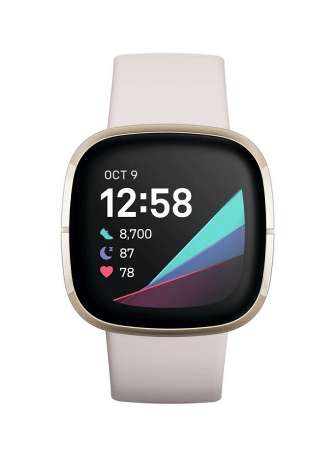 Fitbit Sense, Advanced Smartwatch With Tools For Heart Health, Stress Management And Skin Temperature Trends Lunar White/Soft Gold Stainless Steel  - Image 2