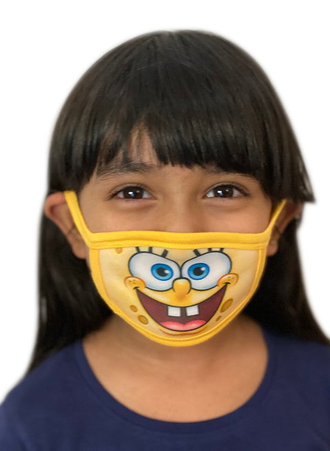 Reusable Spong Bob Face Mask Yellow/Blue/Pink