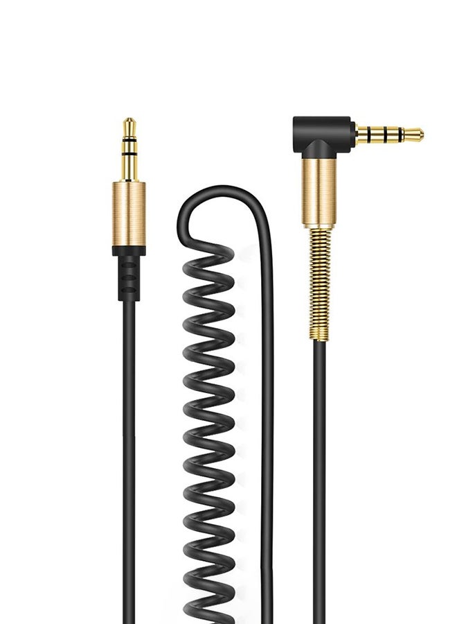 Spring Aux Cable Stereo Audio Male to Male 3.5mm Aux Cable For Car, Speaker, Mobiles Black - Image 1