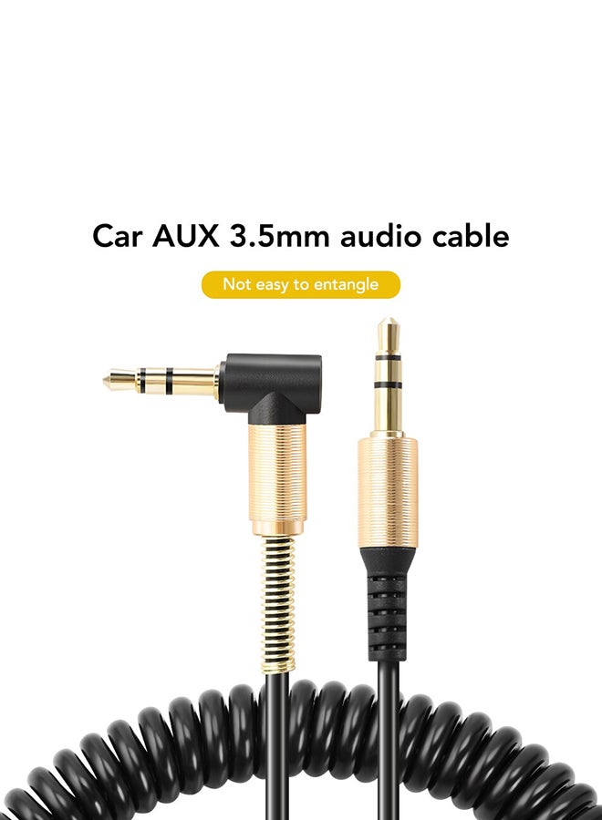 Spring Aux Cable Stereo Audio Male to Male 3.5mm Aux Cable For Car, Speaker, Mobiles Black - Image 2