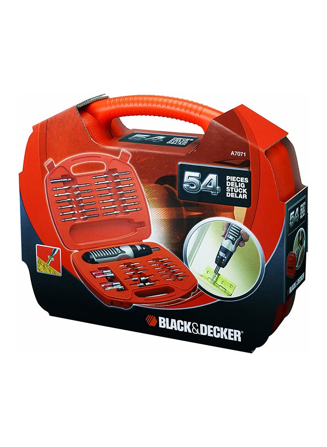 BLACK+DECKER - 54 Piece Alkaline Screwdriver and Screwdriving Set A7071-XJ Orange/Black - Image 1