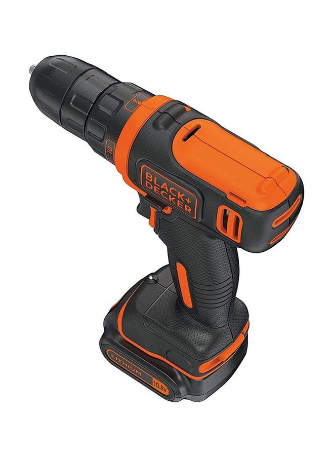 BLACK+DECKER Cordless Drill Driver With Battery (1.5Ah Li-Ion), 20-Pieces Hand Tools Set And Bag 10.8V BDCDD12HTSA-B5 Orange/Black 10mm  - Image 2