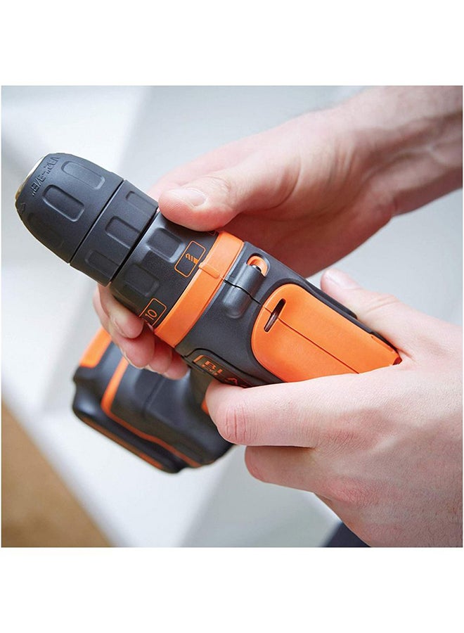 BLACK+DECKER Cordless Drill Driver With Battery (1.5Ah Li-Ion), 20-Pieces Hand Tools Set And Bag 10.8V BDCDD12HTSA-B5 Orange/Black 10mm  - Image 3