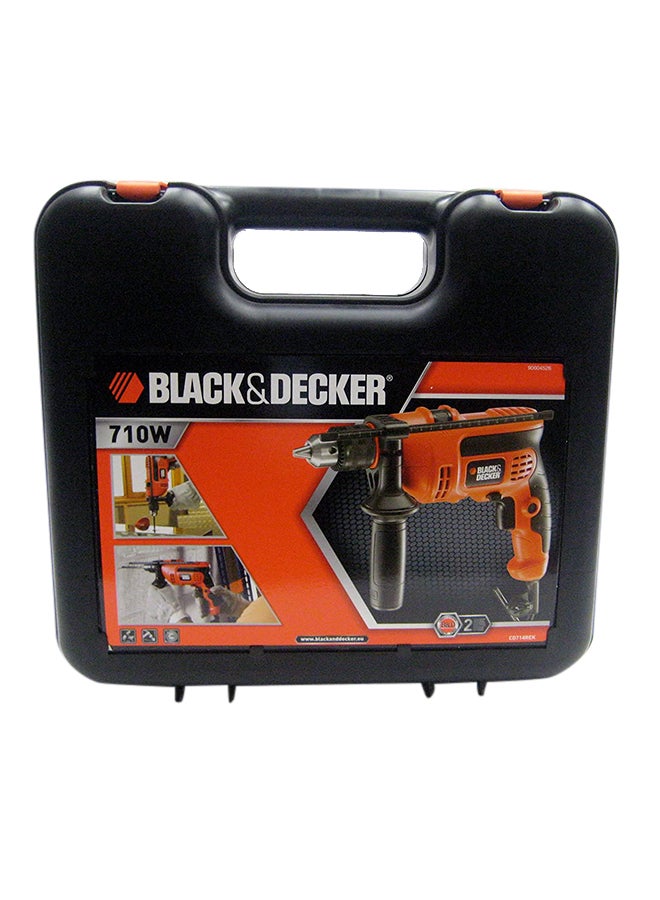 BLACK+DECKER - 710W 13mm 2,800 RPM Corded Electric Hammer Percussion Drill With Kitbox CD714REK-B5 Orange/Black - Image 1