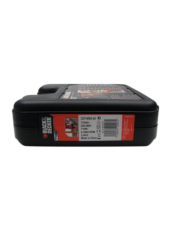 BLACK+DECKER - 710W 13mm 2,800 RPM Corded Electric Hammer Percussion Drill With Kitbox CD714REK-B5 Orange/Black - Image 1