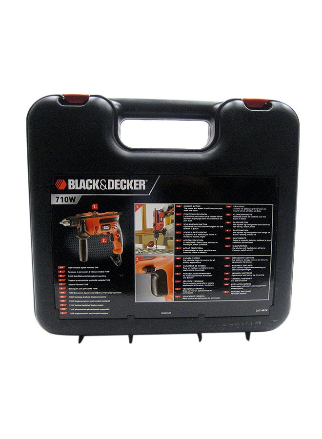 BLACK+DECKER - 710W 13mm 2,800 RPM Corded Electric Hammer Percussion Drill With Kitbox CD714REK-B5 Orange/Black - Image 1