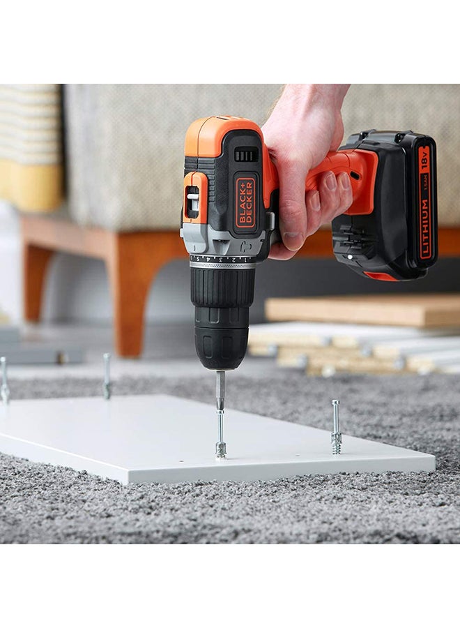 BLACK+DECKER - 18V 1.5Ah 650 RPM Combi Hammer Drill with 2 Batteries in Kitbox for Metal, Wod & Masonry Drilling & Screwdriving/Fastening, Orange/Black - BCD003C2K-GB,2 years warranty Orange/Black - Image 1