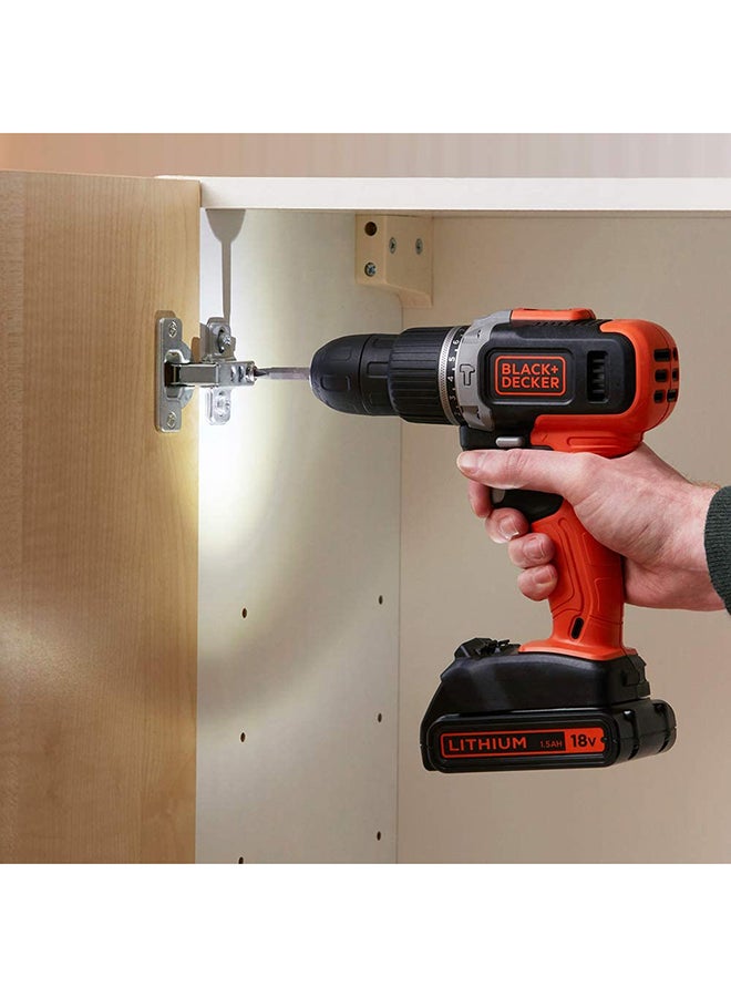 BLACK+DECKER - 18V 1.5Ah 650 RPM Combi Hammer Drill with 2 Batteries in Kitbox for Metal, Wod & Masonry Drilling & Screwdriving/Fastening, Orange/Black - BCD003C2K-GB,2 years warranty Orange/Black - Image 1