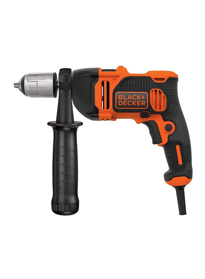 BLACK+DECKER - 850W 3,100 RPM Corded Hammer Drill with Forward/Reverse Function with 6 Drill Bits in Kitbox for Metal, Wood & Masonry Drilling, Orange/Black - BEH850K-GB, Orange/Black - Image 1