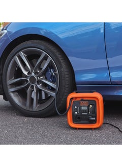 BLACK+DECKER 12v 160 psi portable electric air inflator compressor for bike cars inflatables and sports balls orange/black asi400-xj 2 years warranty  - Image 3