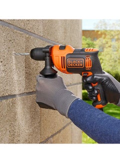 Single Gear Hammer Drill, 710W, 47,600BPM, Variable Speed, Keyless Chuck, Includes 4 Bits & Kitbox for Metal & Masonry Drilling, Easy Storage, Orange/Black - BEH710K-GB Orange/Black - v1600427431/N34255318A_6