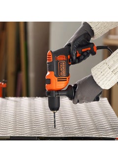 Single Gear Hammer Drill, 710W, 47,600BPM, Variable Speed, Keyless Chuck, Includes 4 Bits & Kitbox for Metal & Masonry Drilling, Easy Storage, Orange/Black - BEH710K-GB Orange/Black - v1600427433/N34255318A_5