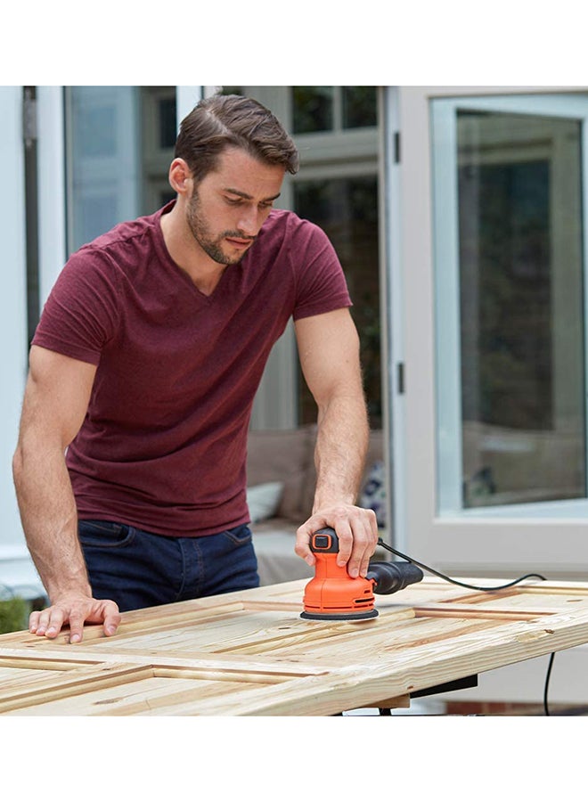 BLACK+DECKER - 230W 14,000 RPM Corded Random Orbit Sander , Orange/Black - BEW210-GB, Orange/Black - Image 1