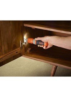 BLACK+DECKER Cordless Electric Screwdriver Set With Built In LED Light, Shaft Extension, 21-Piece Accessory Set, Charger, Pre-Drill + Metal Box 3.6V Li-Ion BCF602C-GB Black/Orange  - Image 3