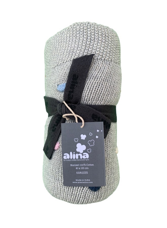 Alina Doted Knitted Cotton Blanket - Image 2