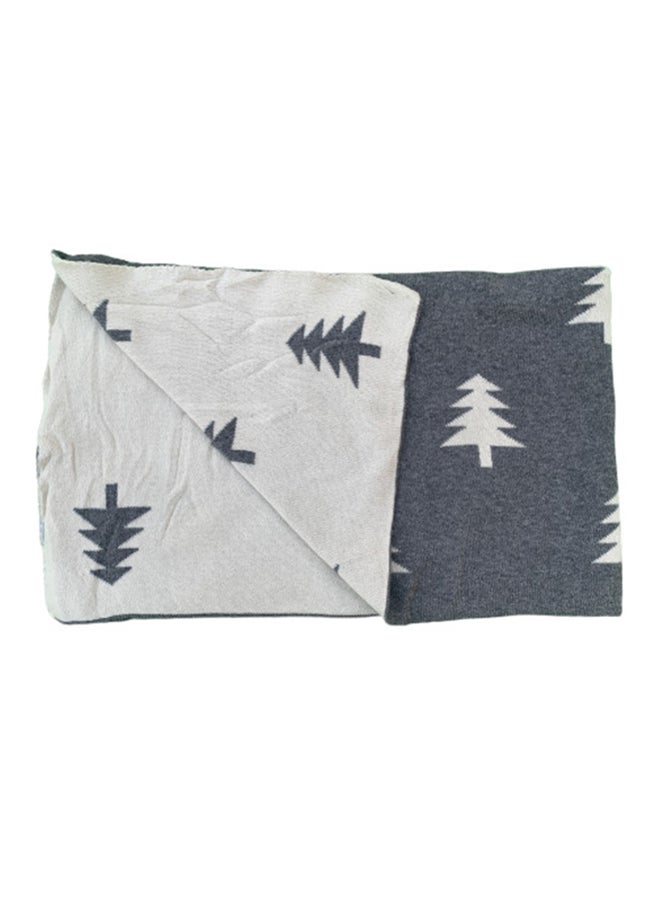 Alina Snow Tree Knitted Cotton Blanket - Image 1