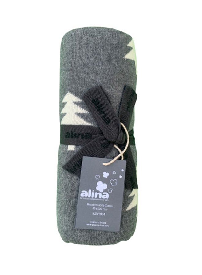 Alina Snow Tree Knitted Cotton Blanket - Image 2