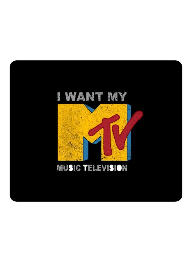 Stylizedd I Want My Mtv Printed Gaming Mousepad Black/Yellow/Red - Image 1