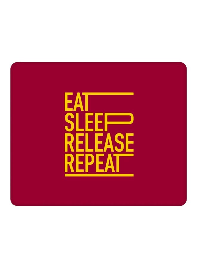 Stylizedd Eat Sleep Release Repeat Printed Gaming Mousepad Red/Yellow - Image 1