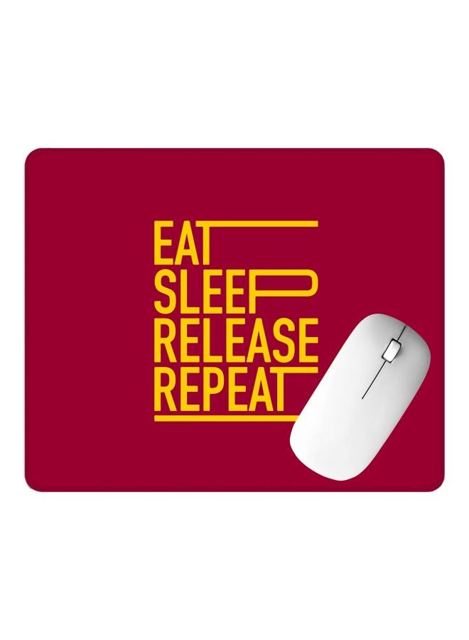 Stylizedd Eat Sleep Release Repeat Printed Gaming Mousepad Red/Yellow - Image 2