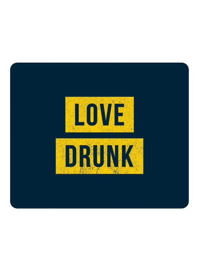 Stylizedd Love Drunk Printed Gaming Mousepad Blue/Yellow - Image 1