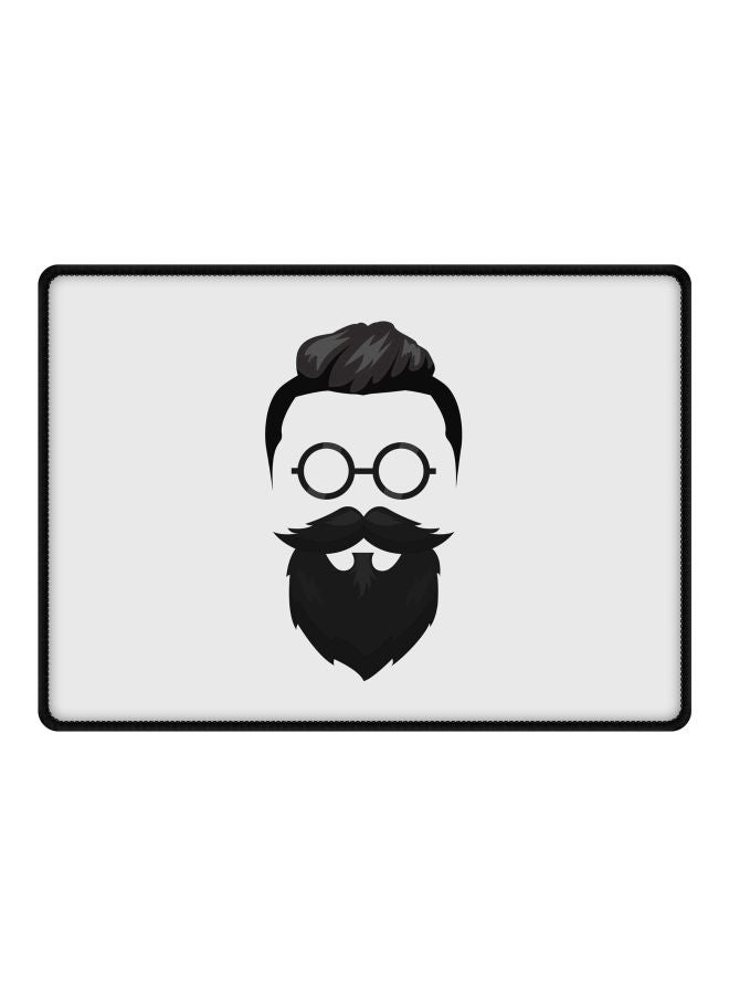 Stylizedd Beard Hipster Printed Gaming Mousepad White/Black - Image 1