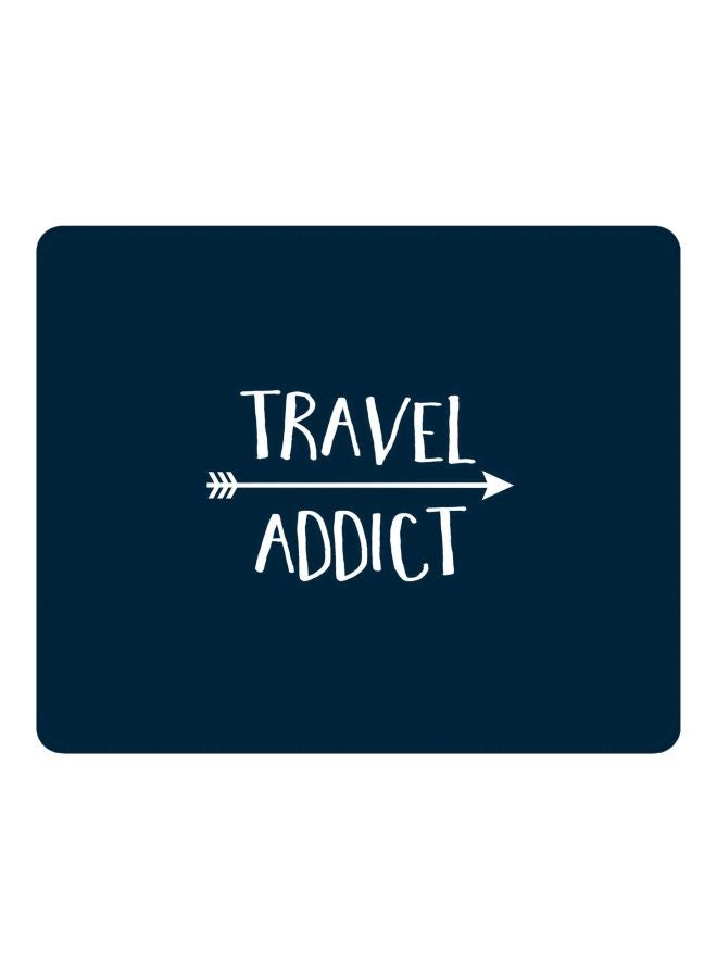 Travel Addict Printed Gaming Mousepad Blue/White