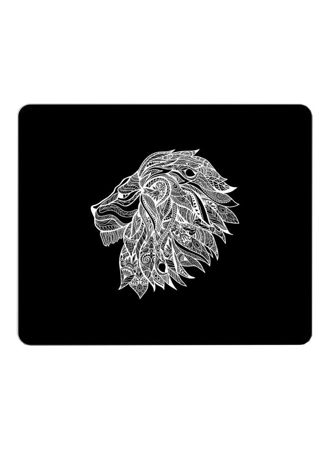 Stylizedd Lion Abstract Printed Gaming Mousepad Black/White - Image 1