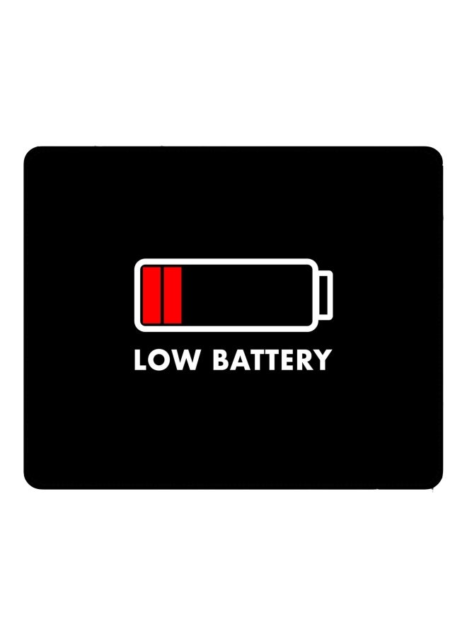 Stylizedd Low Battery Printed Gaming Mousepad Black/White/Red - Image 1