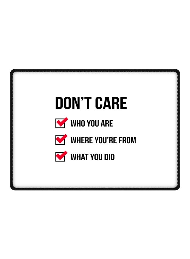 Stylizedd Don't Care Printed Gaming Mousepad White/Black/Red - Image 1