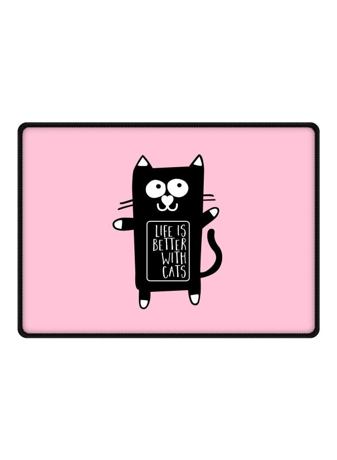 Stylizedd - Life Is Better With Cats Printed Gaming Mousepad Pink/Black/White - Image 1