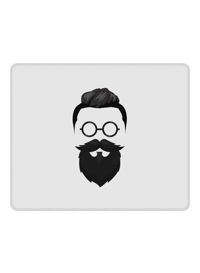 Stylizedd Beard Hipster Printed Gaming Mousepad Grey/Black - Image 1