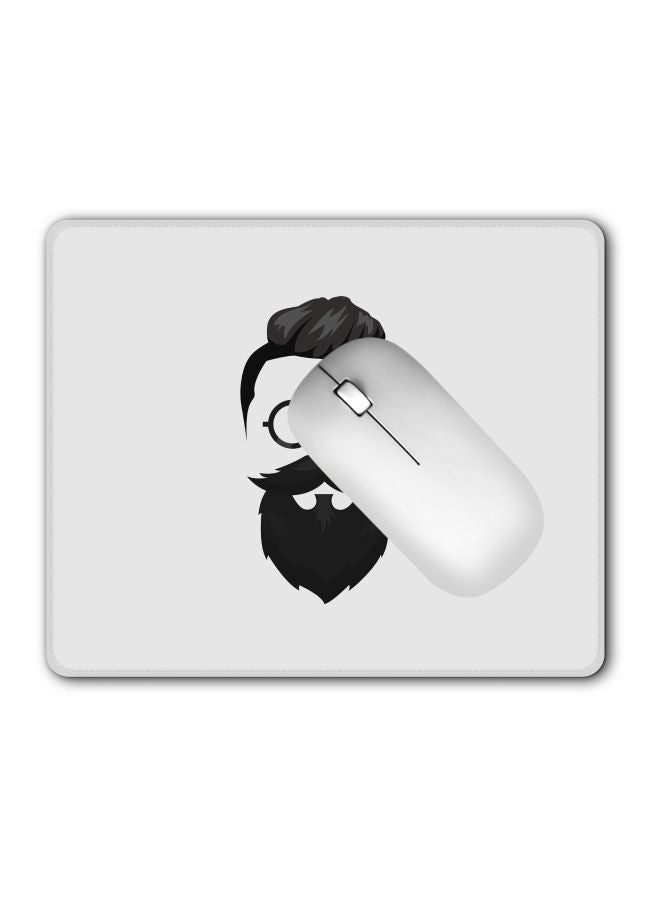 Stylizedd Beard Hipster Printed Gaming Mousepad Grey/Black - Image 2