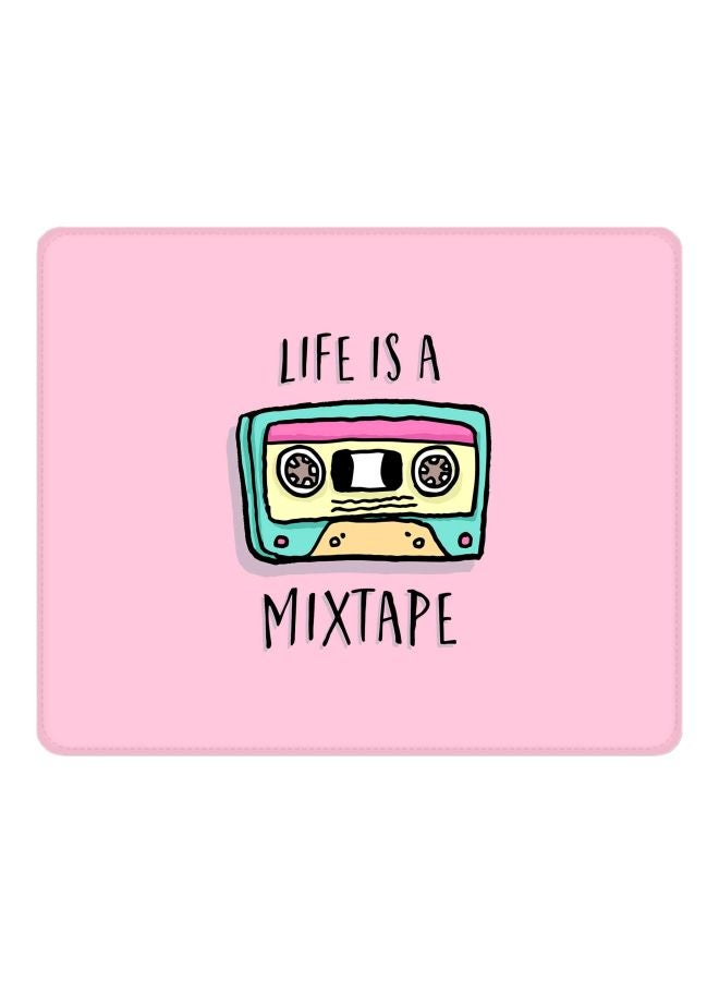 Stylizedd Life Is A Mixtape Printed Gaming Mousepad Pink/Yellow/Green