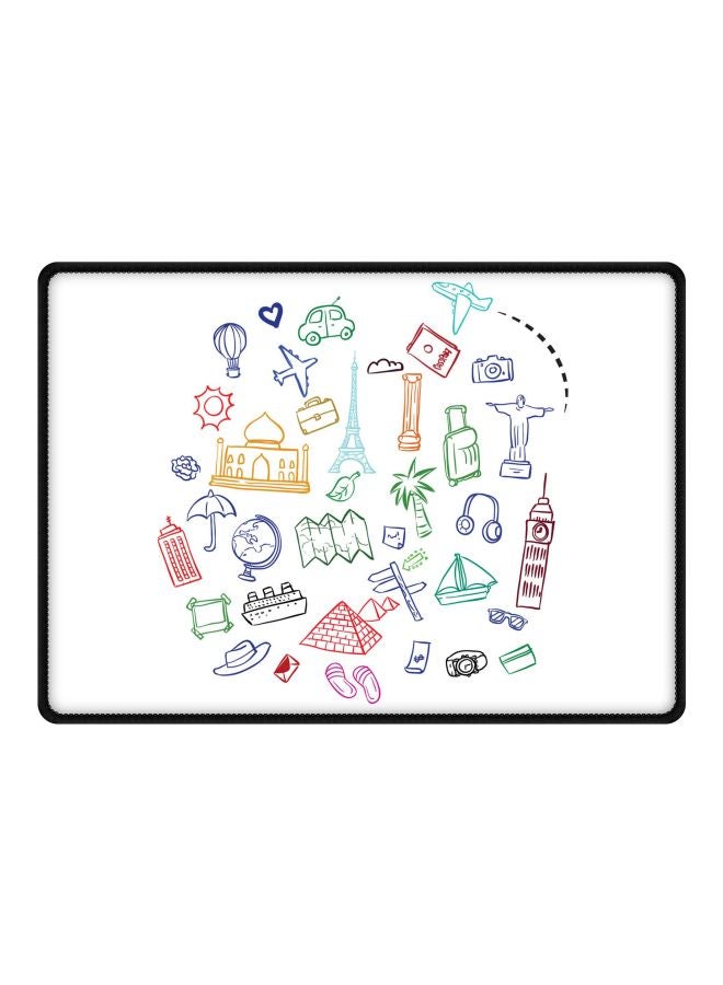Stylizedd Traveler Printed Gaming Mousepad White/Blue/Green - Image 1
