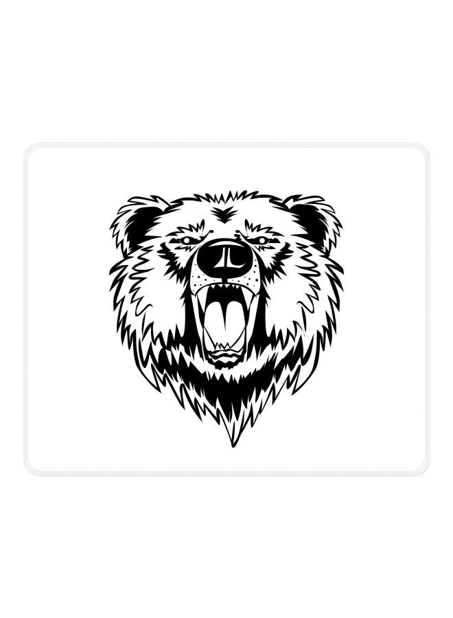 Stylizedd Grizzly Bear Printed Gaming Mousepad White/Black