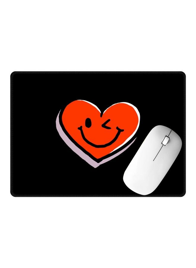 Winking Heart Printed Gaming Mousepad Black/Red/Pink