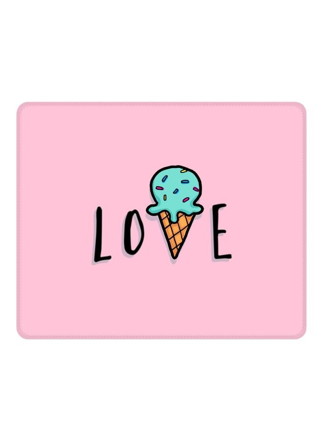 Stylizedd Love Ice Cream Cone Printed Gaming Mousepad Pink/Black/Blue  - Image 1