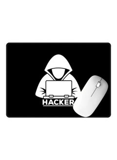 ستايلايزد لوحة ماوس للألعاب بطبعة كلمة Hacker أسود/ أبيض  - Image 2