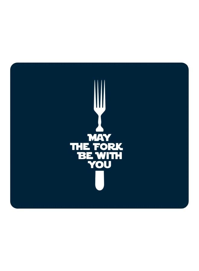 Stylizedd May The Fork Printed Gaming Mousepad Blue/White - Image 1