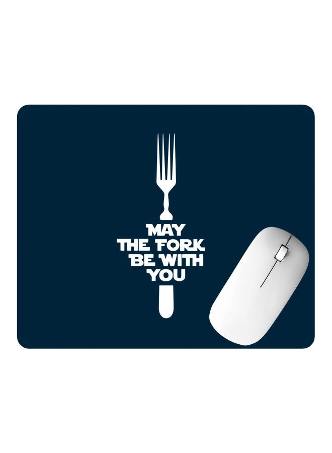 Stylizedd May The Fork Printed Gaming Mousepad Blue/White - Image 2
