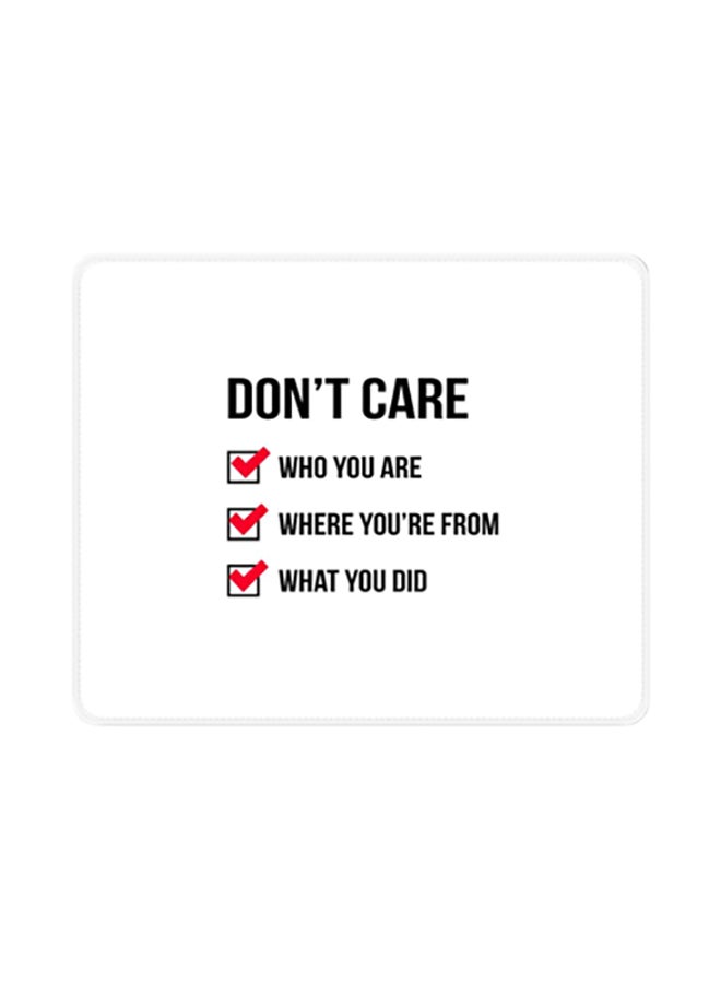 Stylizedd Don't Care Printed Gaming Mousepad White/Black - Image 1
